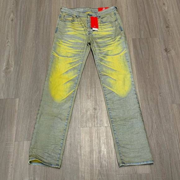 Diesel 1989 D-Mine 068KL Straight Leg Jeans Chartreuse Alice Blue NWT - Picture 4 of 11